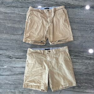 LOT (2) Mens Tommy Hilfiger Chino khaki shorts size 35
